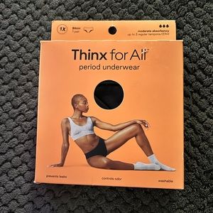 Thinx For All Period Underwear, Black, 1X ~ NEW